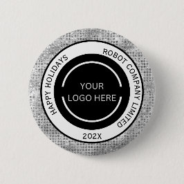 Simple Company Logo and Name Silver 缶バッジ