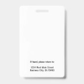 Simple Company Logo Employee ID バッジ (裏面)