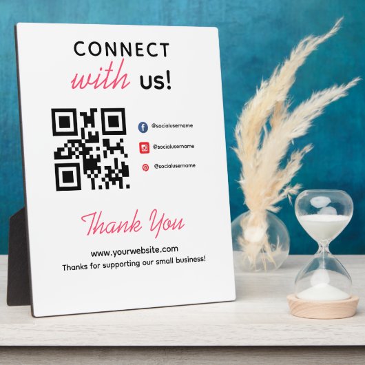 Simple Connect With Us Social Media QR Business フォトプラーク (側面)
