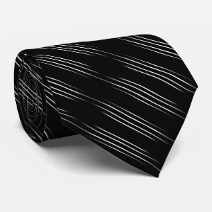 Simple Cool Black and White Lines ネクタイ