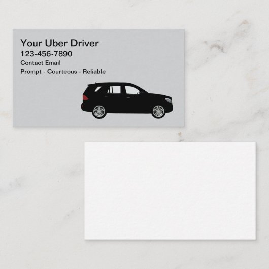 Simple Cool Uber Driver SUV Business Cards 名刺 (正面/裏面)