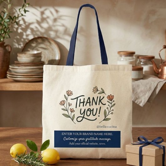 Simple Corporate Floral THANK YOU Small Business トートバッグ