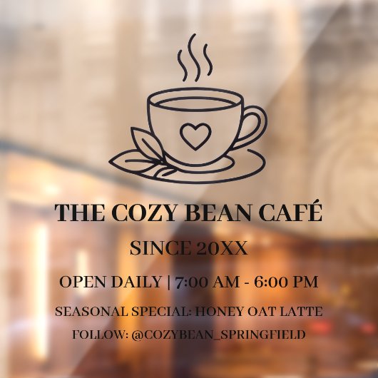 Simple Corporate Heart Cup Local Specialty Café  ウィンドウサイン (シート2)