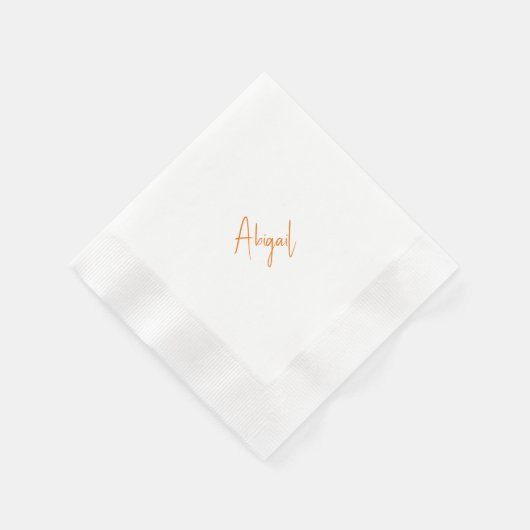 Simple Couple Orange Script Name Wedding  縁ありカクテルナプキン (角)