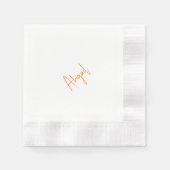 Simple Couple Orange Script Name Wedding  縁ありカクテルナプキン (正面)