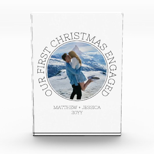 SImple Couple Personalized First Christmas Engaged フォトブロック (正面)