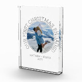 SImple Couple Personalized First Christmas Engaged フォトブロック (右)