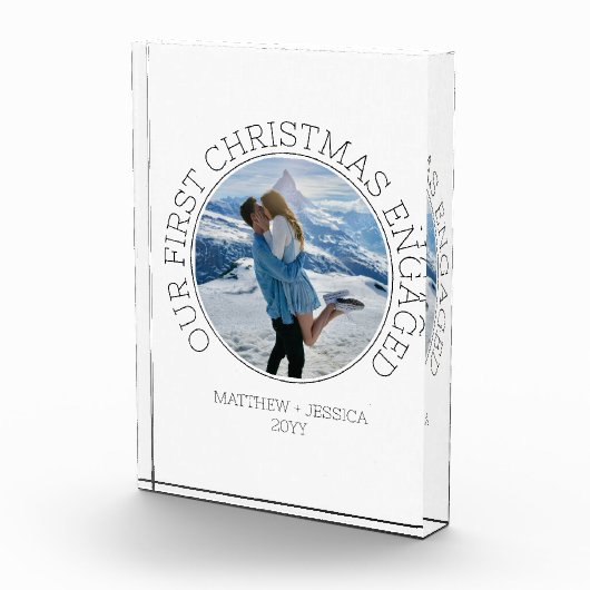 SImple Couple Personalized First Christmas Engaged フォトブロック (右)