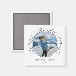 SImple Couple Photo Our First Christmas Engaged マグネット