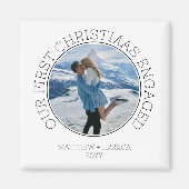 SImple Couple Photo Our First Christmas Engaged マグネット (正面)