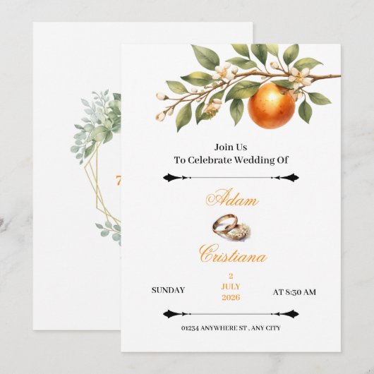 Simple Couple Wedding Invitation 招待状 (正面/裏面)