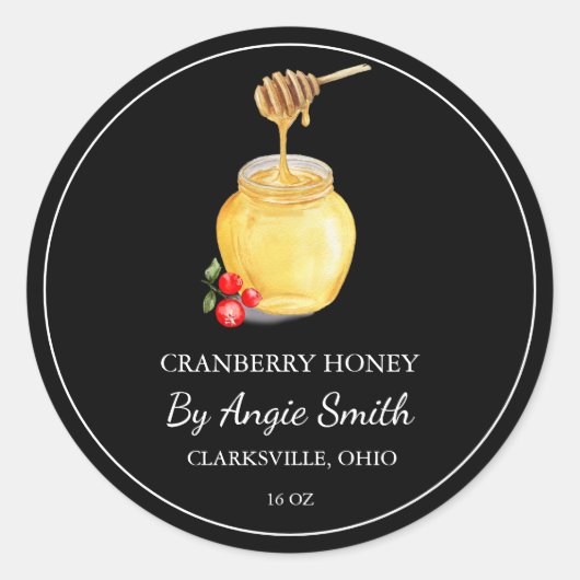 Simple Cranberry Infused Honey Label ラウンドシール (正面)