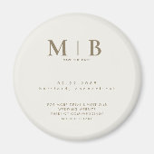 Simple Cream & Gold Monogram Wedding Save the Date マグネット (正面)