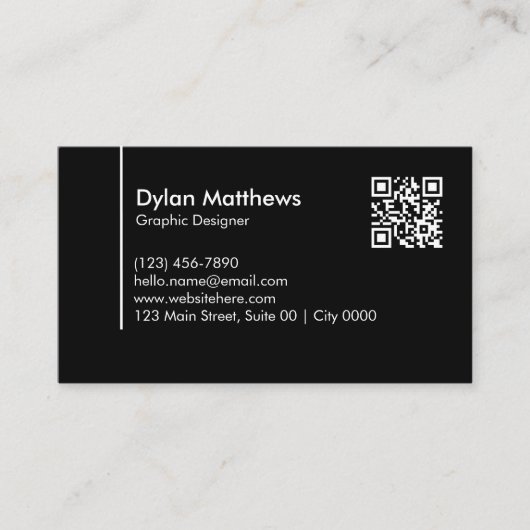 Simple Creative Modern Black Sleek Aesthetic 名刺 (正面)