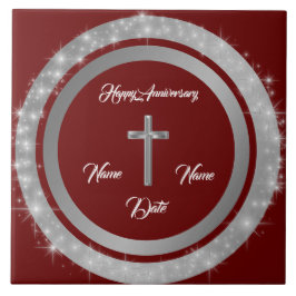 Simple Cross Customize Silver Anniversary タイル