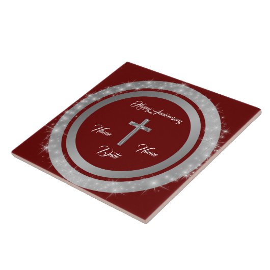 Simple Cross Customize Silver Anniversary タイル (側面)