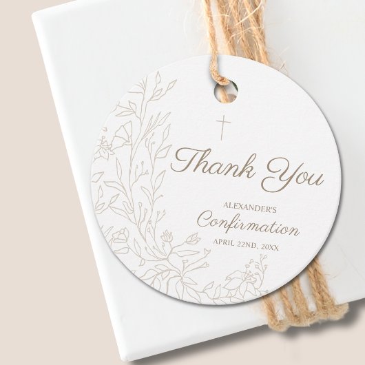 Simple Cross Floral Thank You Confirmation フェイバータグ