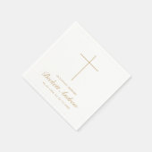 Simple Cross Gold Script Memorial Funeral  スタンダードカクテルナプキン (角)