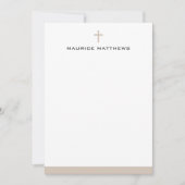 Simple cross name light mocha brown border flat ノートカード (正面)