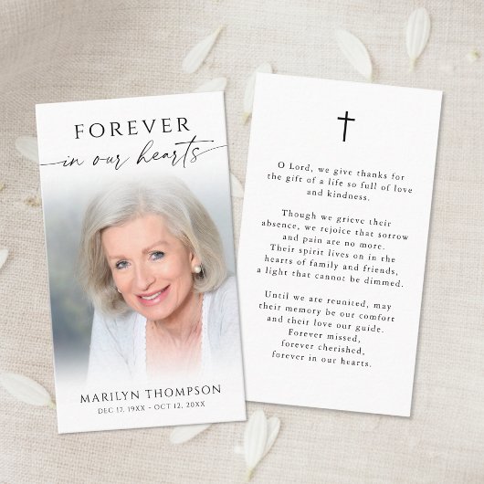 Simple Cross Photo  Funeral Memorial Prayer Card 名刺