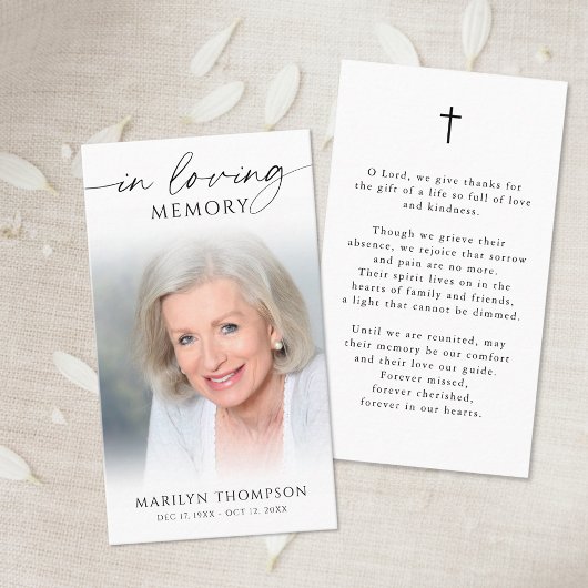 Simple Cross Photo  Funeral Memorial Prayer Card 名刺