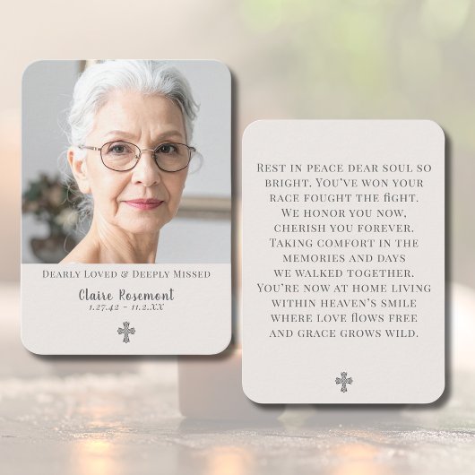 Simple Cross Photo Funeral Prayer Card 名刺
