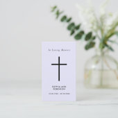 Simple Cross Purple Lavender Memorial Prayer Card 名刺 (スタンド正面)