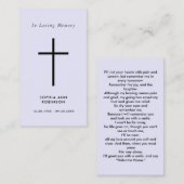 Simple Cross Purple Lavender Memorial Prayer Card 名刺 (正面/裏面)