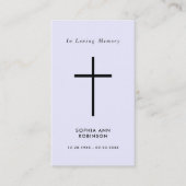 Simple Cross Purple Lavender Memorial Prayer Card 名刺 (正面)