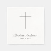 Simple Cross Script Baptism スタンダードカクテルナプキン (正面)