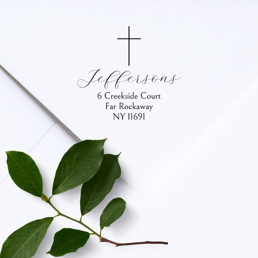 Simple Cross Script Family Return Address ラバースタンプ