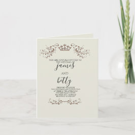 Simple Crown Minimalist Wedding Folded Invitation 招待状