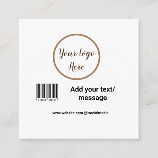 simple custom barcode add your text website QR Sq スクエア名刺 (正面)