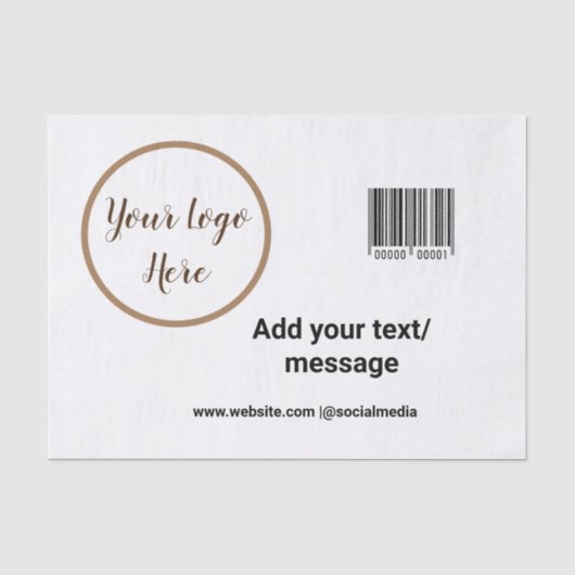 simple custom barcode add your text website QR  Sq 薄葉紙 (正面)