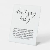 Simple Custom Black & White Don’t Say Baby Game  台座サイン (正面)