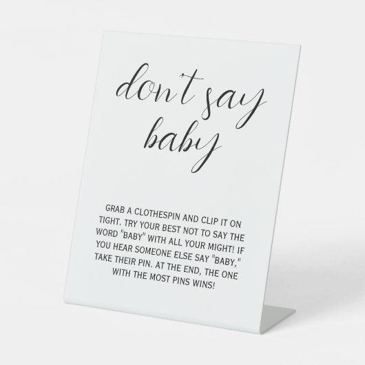 Simple Custom Black & White Don’t Say Baby Game  台座サイン (正面)