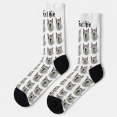 Simple Custom Cat Pet Photo Personalized Text Sock ソックス (左)