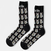 Simple Custom Cat Pet Photo Personalized Text Sock ソックス (左)