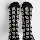 Simple Custom Cat Pet Photo Personalized Text Sock ソックス (上部)
