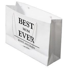 Simple Custom Design Best Mom Ever Mothers  ラージペーパーバッグ