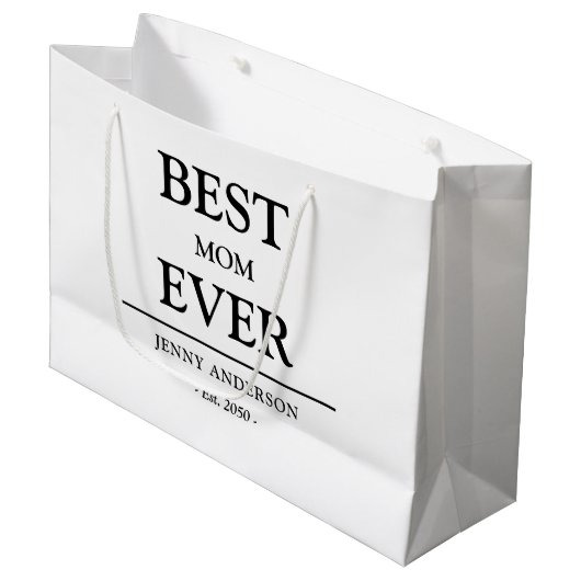 Simple Custom Design Best Mom Ever Mothers ラージペーパーバッグ (正面アングル)