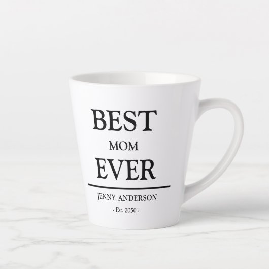 Simple Custom Design Best Mom Ever Mothers Gift カフェラテマグ (右)