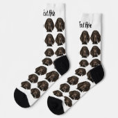Simple Custom Dog Pet Photo Personalized Text Sock ソックス (左)