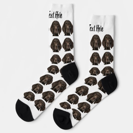 Simple Custom Dog Pet Photo Personalized Text Sock ソックス (左)