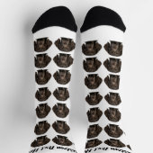Simple Custom Dog Pet Photo Personalized Text Sock ソックス (上部)