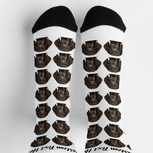 Simple Custom Dog Pet Photo Personalized Text Sock ソックス (上部)