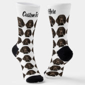 Simple Custom Dog Pet Photo Personalized Text Sock ソックス (傾斜あり)