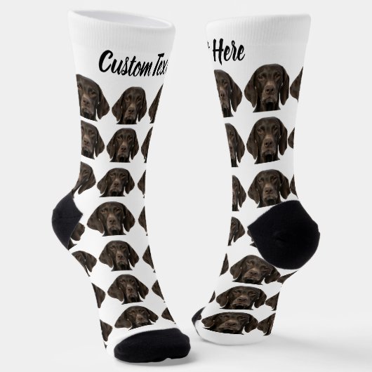 Simple Custom Dog Pet Photo Personalized Text Sock ソックス (傾斜あり)