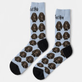 Simple Custom Dog Pet Photo Personalized Text Sock ソックス (左)
