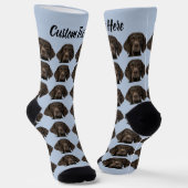 Simple Custom Dog Pet Photo Personalized Text Sock ソックス (傾斜あり)